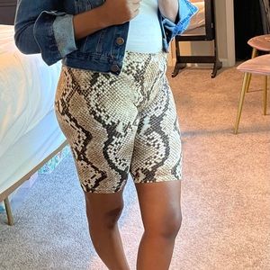 Snake Skin Print Bike Shorts